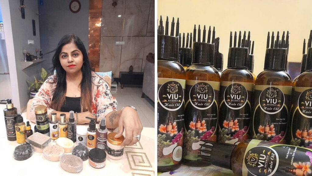 Handmade natural products by VIU Naturals owned by Rakhi Shrivastav From Raipur , Started hand made beauty products by borrowing Rs 5000 from mother